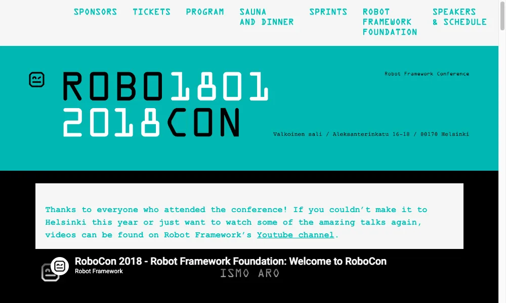 The RoboCon 2018 website