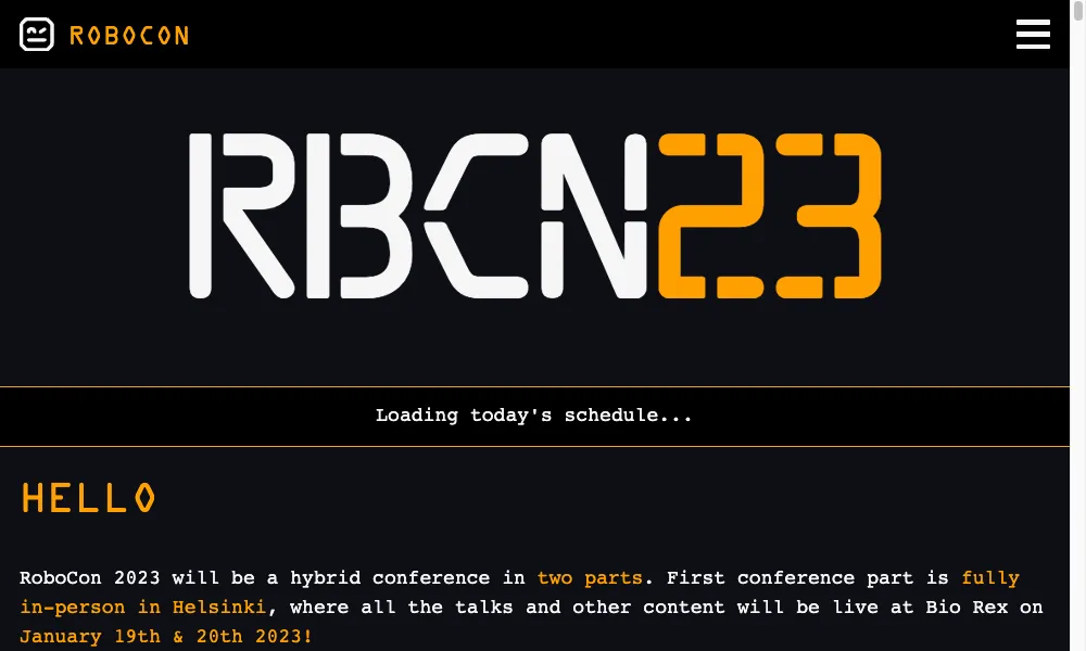 The RoboCon 2023 website