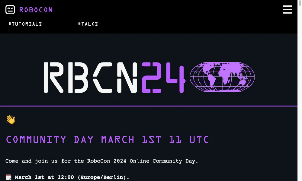 The RoboCon 2024 website